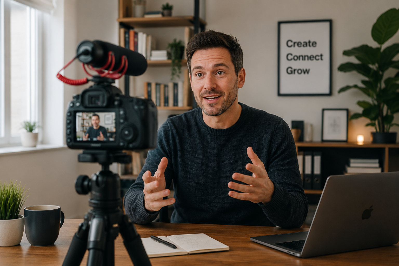Business owners recording short-form video content for social media visibility